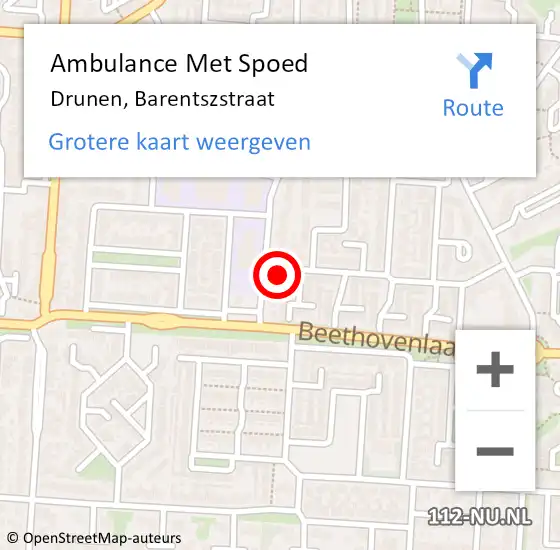 Locatie op kaart van de 112 melding: Ambulance Met Spoed Naar Drunen, Barentszstraat op 9 maart 2018 16:56