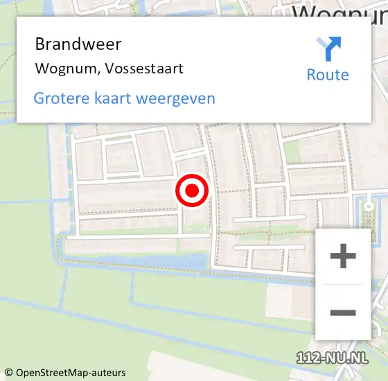 Locatie op kaart van de 112 melding: Brandweer Wognum, Vossestaart op 9 maart 2018 18:16