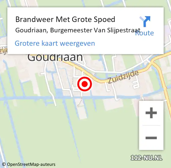 Locatie op kaart van de 112 melding: Brandweer Met Grote Spoed Naar Goudriaan, Burgemeester Van Slijpestraat op 9 maart 2018 18:17