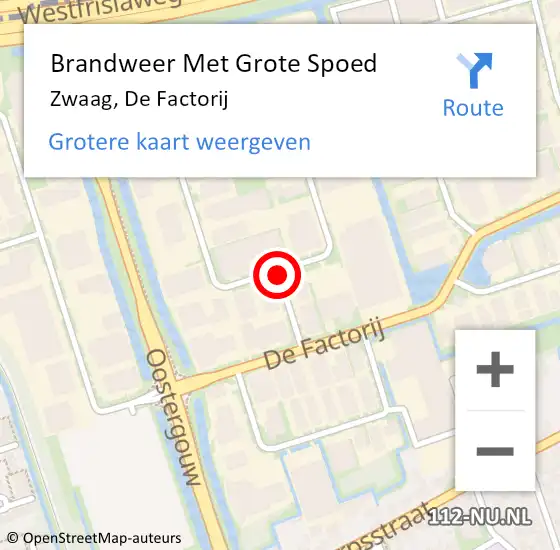 Locatie op kaart van de 112 melding: Brandweer Met Grote Spoed Naar Zwaag, De Factorij op 9 maart 2018 18:30