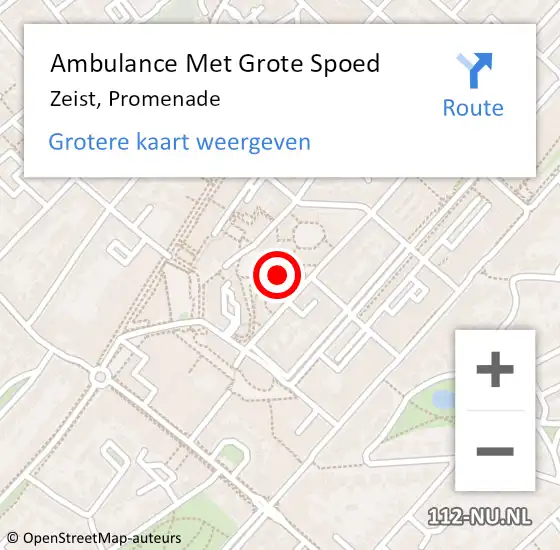 Locatie op kaart van de 112 melding: Ambulance Met Grote Spoed Naar Zeist, Promenade op 9 maart 2018 19:58