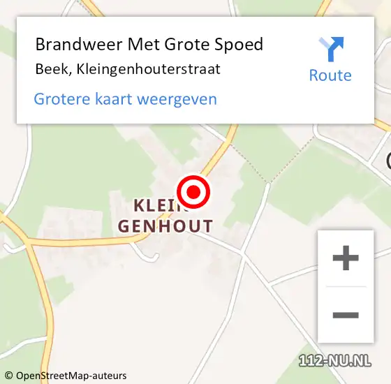 Locatie op kaart van de 112 melding: Brandweer Met Grote Spoed Naar Beek, Kleingenhouterstraat op 9 maart 2018 20:27