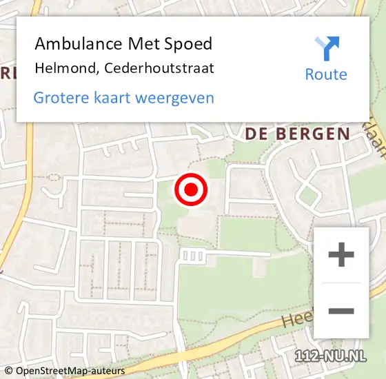 Locatie op kaart van de 112 melding: Ambulance Met Spoed Naar Helmond, Cederhoutstraat op 9 maart 2018 20:39