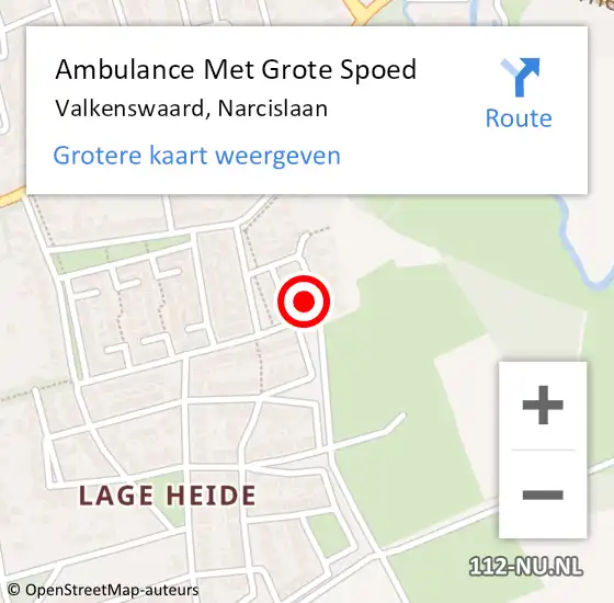 Locatie op kaart van de 112 melding: Ambulance Met Grote Spoed Naar Valkenswaard, Narcislaan op 9 maart 2018 20:50