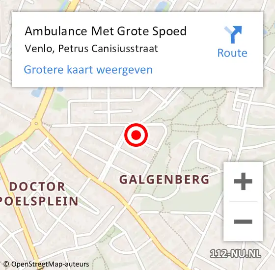 Locatie op kaart van de 112 melding: Ambulance Met Grote Spoed Naar Venlo, Petrus Canisiusstraat op 9 maart 2018 22:16