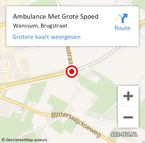 Locatie op kaart van de 112 melding: Ambulance Met Grote Spoed Naar Wanssum, Brugstraat op 9 maart 2018 22:40