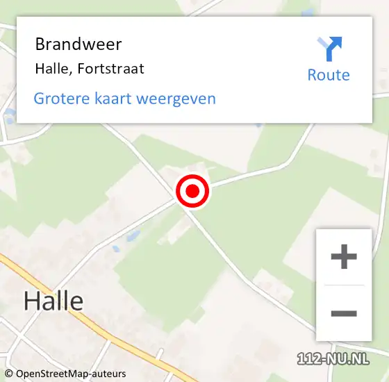 Locatie op kaart van de 112 melding: Brandweer Halle, Fortstraat op 9 maart 2018 22:46