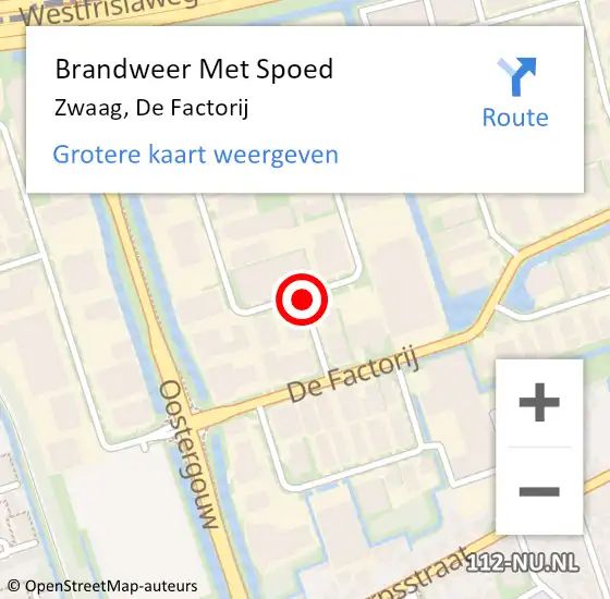 Locatie op kaart van de 112 melding: Brandweer Met Spoed Naar Zwaag, De Factorij op 9 maart 2018 23:35