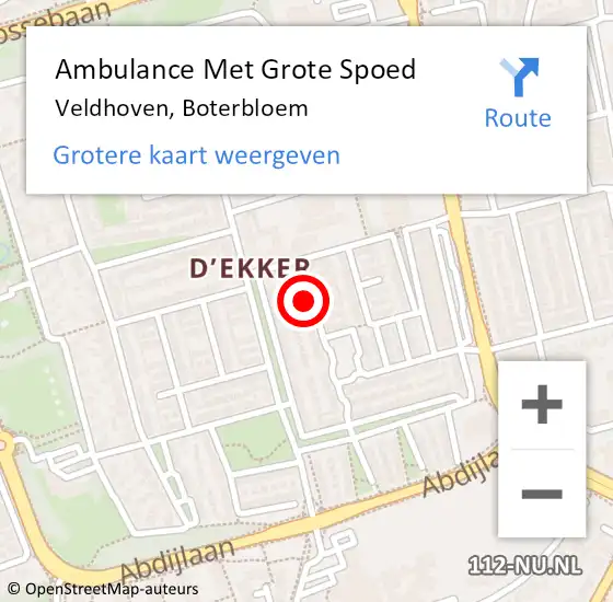 Locatie op kaart van de 112 melding: Ambulance Met Grote Spoed Naar Veldhoven, Boterbloem op 9 maart 2018 23:59