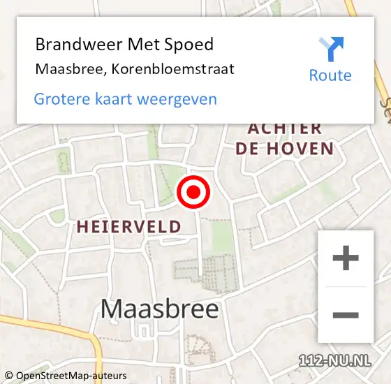 Locatie op kaart van de 112 melding: Brandweer Met Spoed Naar Maasbree, Korenbloemstraat op 10 maart 2018 00:16