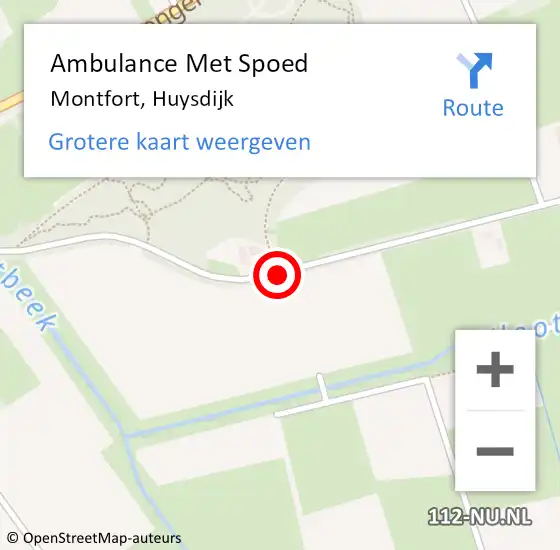 Locatie op kaart van de 112 melding: Ambulance Met Spoed Naar Montfort, Huysdijk op 10 maart 2018 01:01