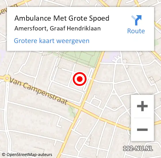 Locatie op kaart van de 112 melding: Ambulance Met Grote Spoed Naar Amersfoort, Graaf Hendriklaan op 10 maart 2018 01:07