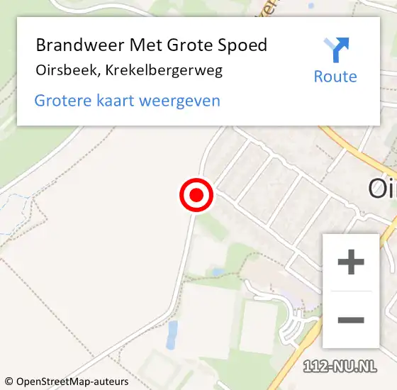 Locatie op kaart van de 112 melding: Brandweer Met Grote Spoed Naar Oirsbeek, Krekelbergerweg op 10 maart 2018 01:19