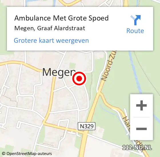Locatie op kaart van de 112 melding: Ambulance Met Grote Spoed Naar Megen, Graaf Alardstraat op 10 maart 2018 03:05
