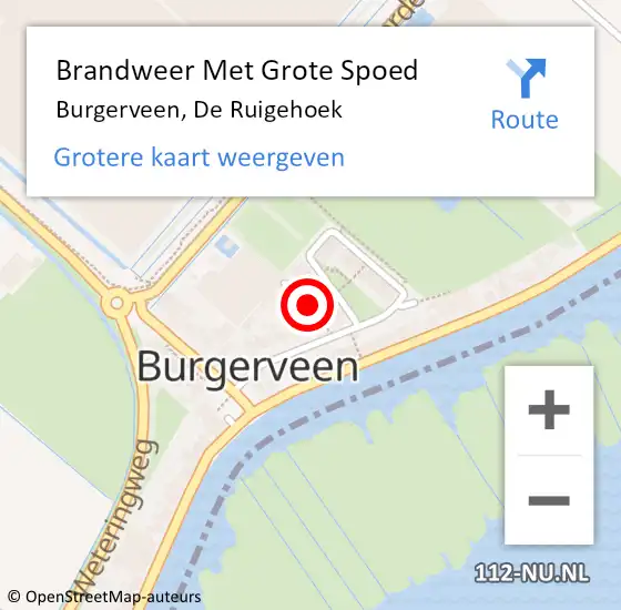 Locatie op kaart van de 112 melding: Brandweer Met Grote Spoed Naar Burgerveen, De Ruigehoek op 10 maart 2018 03:06