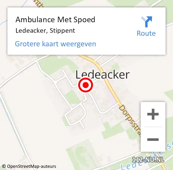 Locatie op kaart van de 112 melding: Ambulance Met Spoed Naar Ledeacker, Stippent op 10 maart 2018 04:58