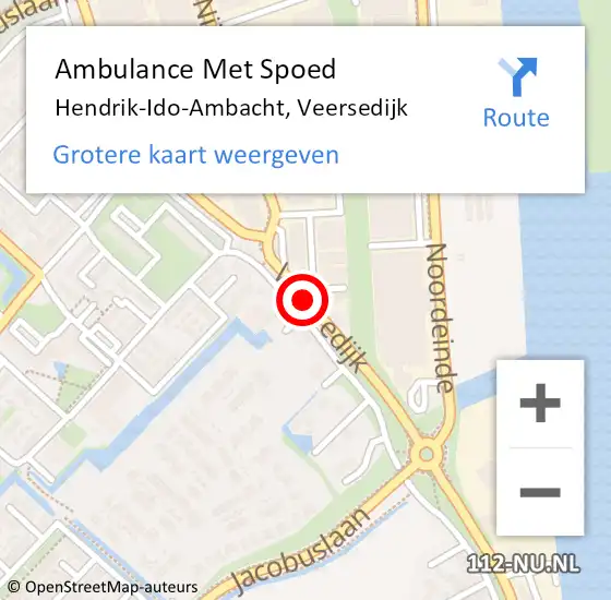 Locatie op kaart van de 112 melding: Ambulance Met Spoed Naar Hendrik-Ido-Ambacht, Veersedijk op 10 maart 2018 05:47