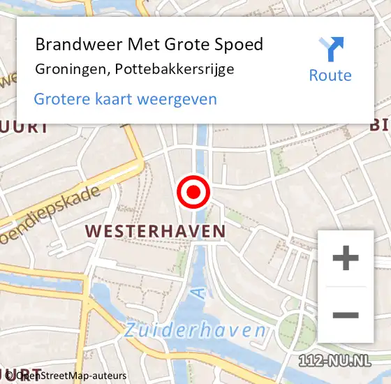 Locatie op kaart van de 112 melding: Brandweer Met Grote Spoed Naar Groningen, Pottebakkersrijge op 10 maart 2018 06:55