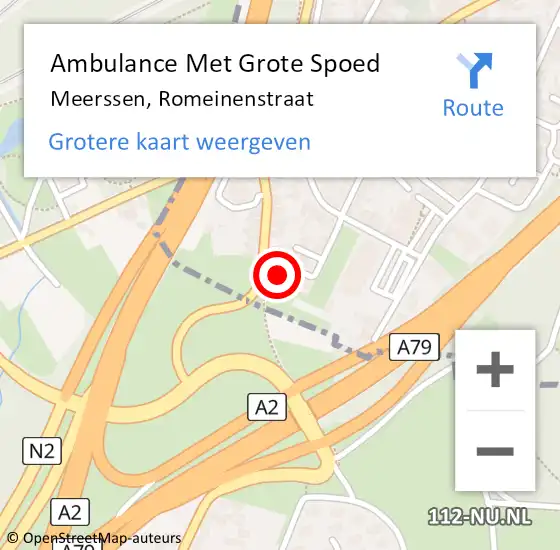 Locatie op kaart van de 112 melding: Ambulance Met Grote Spoed Naar Meerssen, Romeinenstraat op 18 februari 2014 17:43