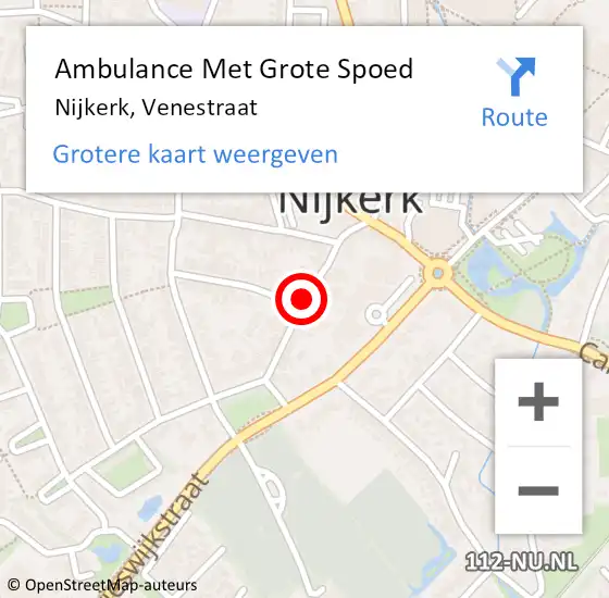 Locatie op kaart van de 112 melding: Ambulance Met Grote Spoed Naar Nijkerk, Venestraat op 10 maart 2018 09:03