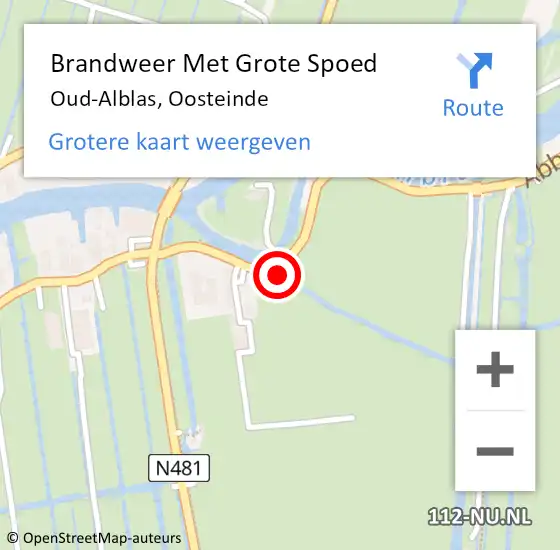 Locatie op kaart van de 112 melding: Brandweer Met Grote Spoed Naar Oud-Alblas, Oosteinde op 10 maart 2018 09:57