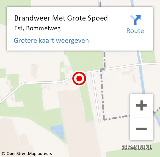 Locatie op kaart van de 112 melding: Brandweer Met Grote Spoed Naar Est, Bommelweg op 10 maart 2018 10:02