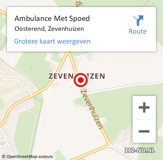 Locatie op kaart van de 112 melding: Ambulance Met Spoed Naar Oosterend, Zevenhuizen op 10 maart 2018 10:23