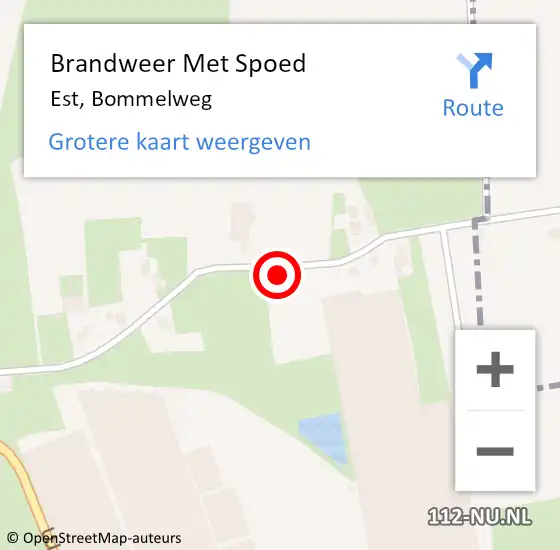 Locatie op kaart van de 112 melding: Brandweer Met Spoed Naar Est, Bommelweg op 10 maart 2018 10:34