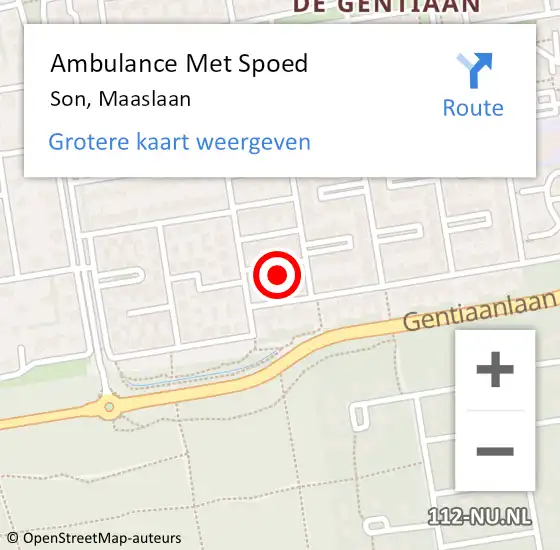 Locatie op kaart van de 112 melding: Ambulance Met Spoed Naar Son, Maaslaan op 10 maart 2018 10:48