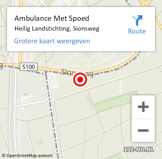 Locatie op kaart van de 112 melding: Ambulance Met Spoed Naar Heilig Landstichting, Sionsweg op 10 maart 2018 10:52