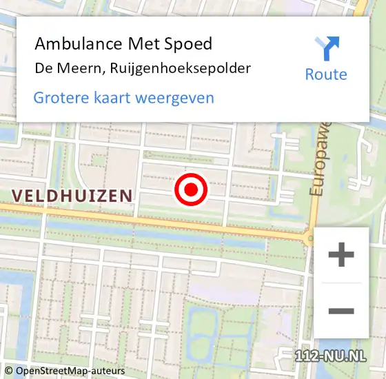 Locatie op kaart van de 112 melding: Ambulance Met Spoed Naar De Meern, Ruijgenhoeksepolder op 10 maart 2018 10:57