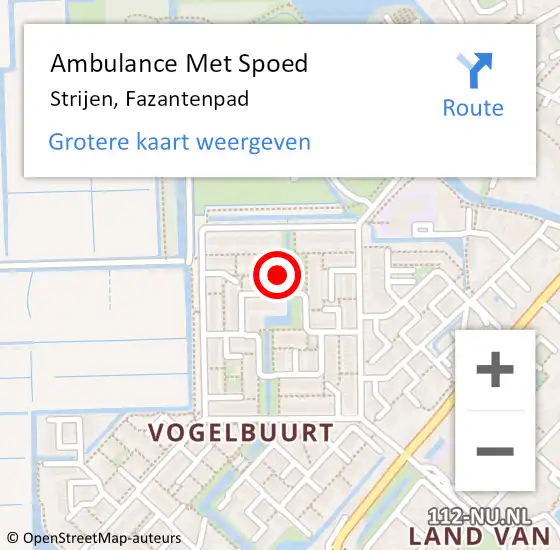 Locatie op kaart van de 112 melding: Ambulance Met Spoed Naar Strijen, Fazantenpad op 10 maart 2018 11:19