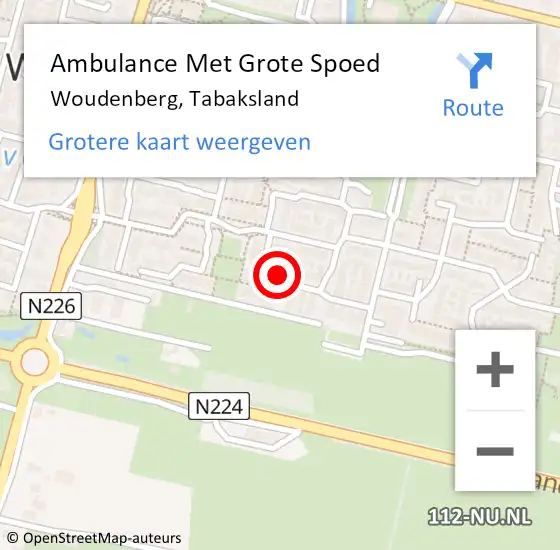 Locatie op kaart van de 112 melding: Ambulance Met Grote Spoed Naar Woudenberg, Tabaksland op 10 maart 2018 11:28