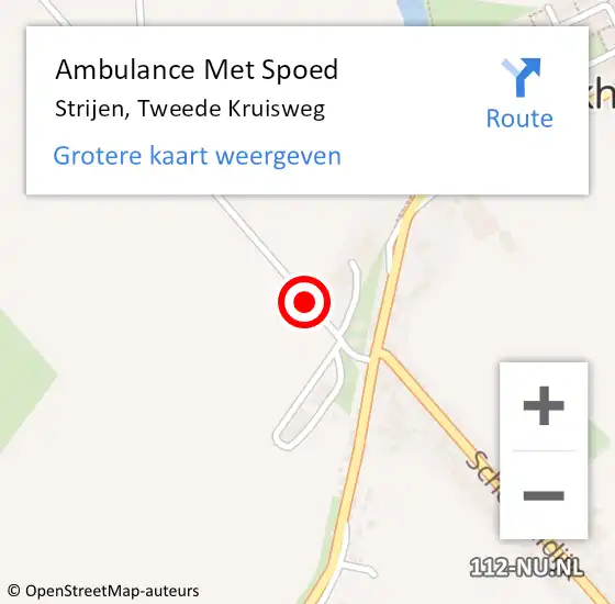 Locatie op kaart van de 112 melding: Ambulance Met Spoed Naar Strijen, Tweede Kruisweg op 10 maart 2018 12:44