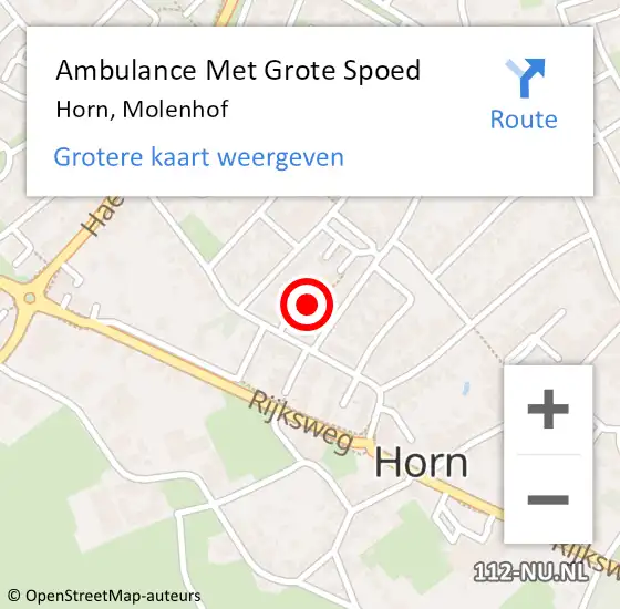 Locatie op kaart van de 112 melding: Ambulance Met Grote Spoed Naar Horn, Molenhof op 10 maart 2018 12:50