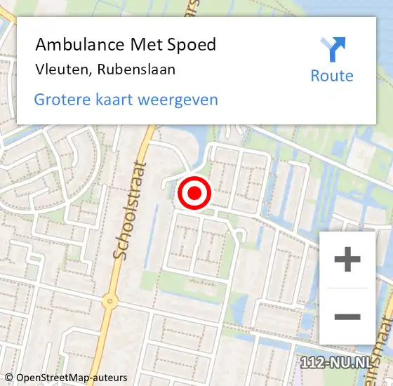 Locatie op kaart van de 112 melding: Ambulance Met Spoed Naar Vleuten, Rubenslaan op 10 maart 2018 12:52