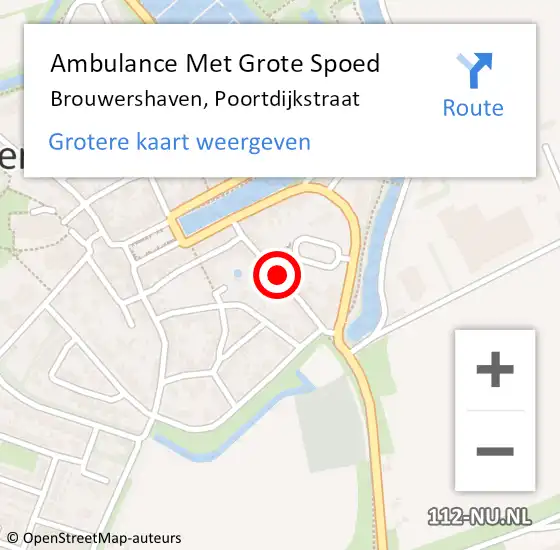 Locatie op kaart van de 112 melding: Ambulance Met Grote Spoed Naar Brouwershaven, Poortdijkstraat op 10 maart 2018 12:57