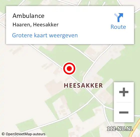 Locatie op kaart van de 112 melding: Ambulance Haaren, Heesakker op 10 maart 2018 13:04