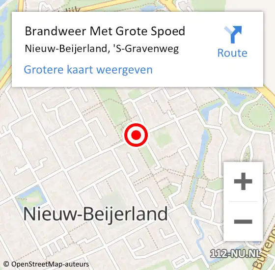 Locatie op kaart van de 112 melding: Brandweer Met Grote Spoed Naar Nieuw-Beijerland, 'S-Gravenweg op 10 maart 2018 14:40