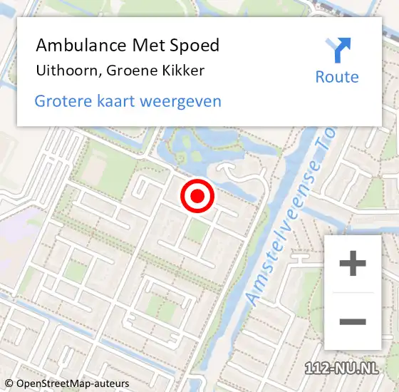 Locatie op kaart van de 112 melding: Ambulance Met Spoed Naar Uithoorn, Groene Kikker op 10 maart 2018 14:44