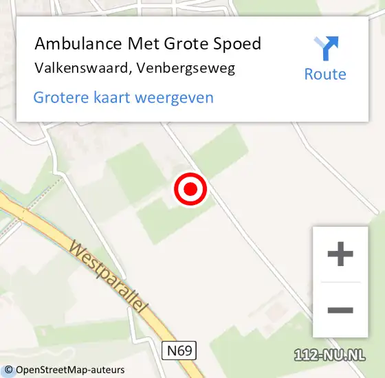 Locatie op kaart van de 112 melding: Ambulance Met Grote Spoed Naar Valkenswaard, Venbergseweg op 10 maart 2018 14:55
