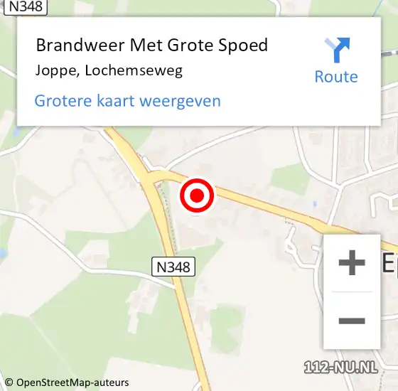 Locatie op kaart van de 112 melding: Brandweer Met Grote Spoed Naar Joppe, Lochemseweg op 10 maart 2018 16:07