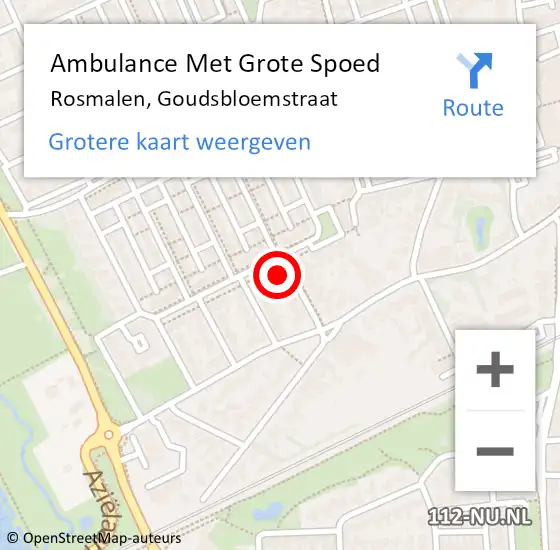 Locatie op kaart van de 112 melding: Ambulance Met Grote Spoed Naar Rosmalen, Goudsbloemstraat op 10 maart 2018 16:18