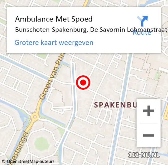 Locatie op kaart van de 112 melding: Ambulance Met Spoed Naar Bunschoten-Spakenburg, De Savornin Lohmanstraat op 10 maart 2018 16:28