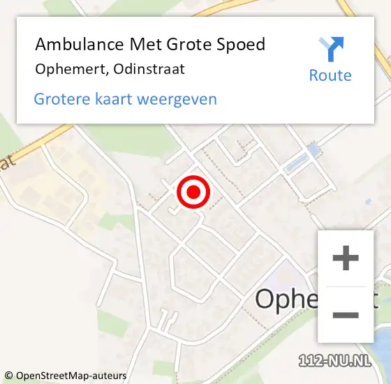 Locatie op kaart van de 112 melding: Ambulance Met Grote Spoed Naar Ophemert, Odinstraat op 10 maart 2018 16:35