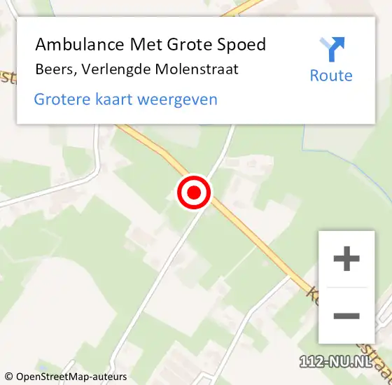 Locatie op kaart van de 112 melding: Ambulance Met Grote Spoed Naar Beers, Verlengde Molenstraat op 10 maart 2018 16:43