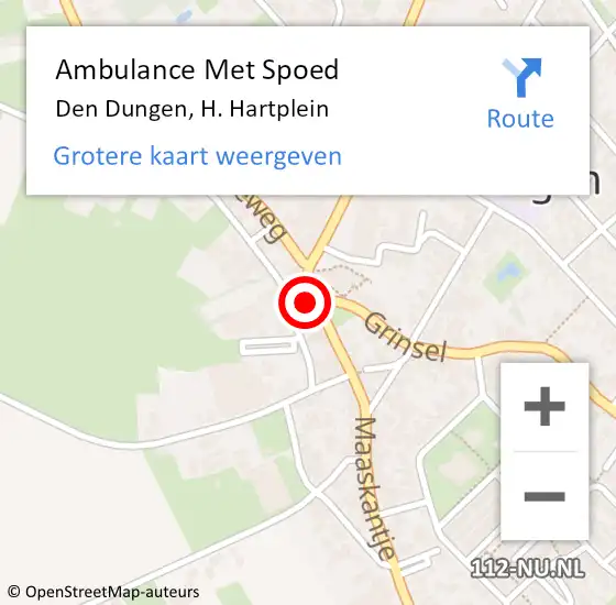 Locatie op kaart van de 112 melding: Ambulance Met Spoed Naar Den Dungen, H. Hartplein op 10 maart 2018 17:07