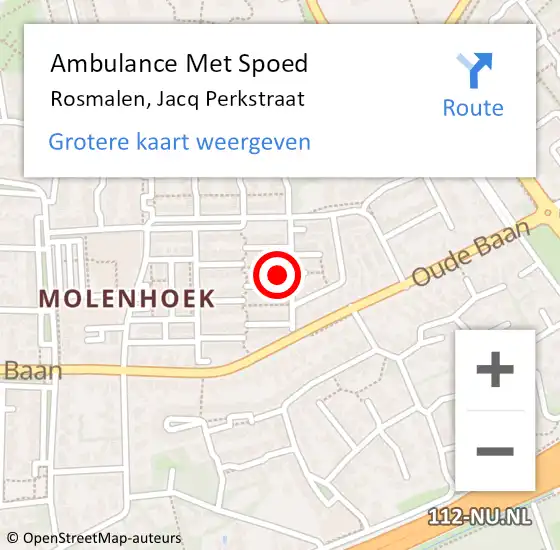 Locatie op kaart van de 112 melding: Ambulance Met Spoed Naar Rosmalen, Jacq Perkstraat op 10 maart 2018 17:35