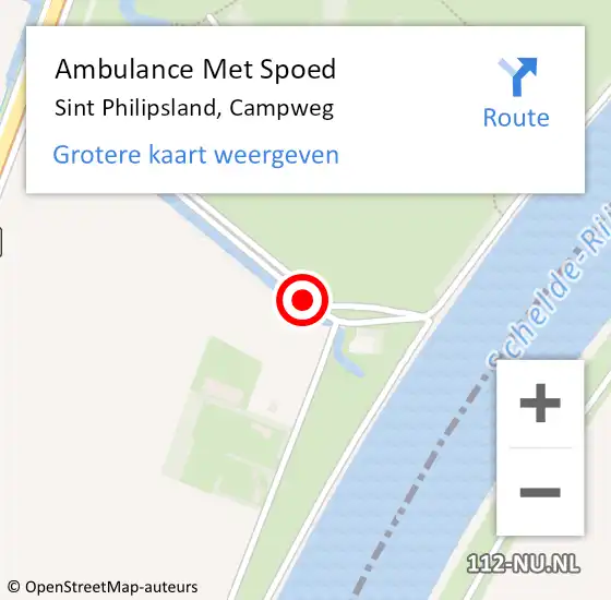 Locatie op kaart van de 112 melding: Ambulance Met Spoed Naar Sint Philipsland, Campweg op 10 maart 2018 17:57