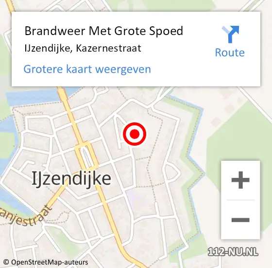 Locatie op kaart van de 112 melding: Brandweer Met Grote Spoed Naar IJzendijke, Kazernestraat op 18 februari 2014 18:38